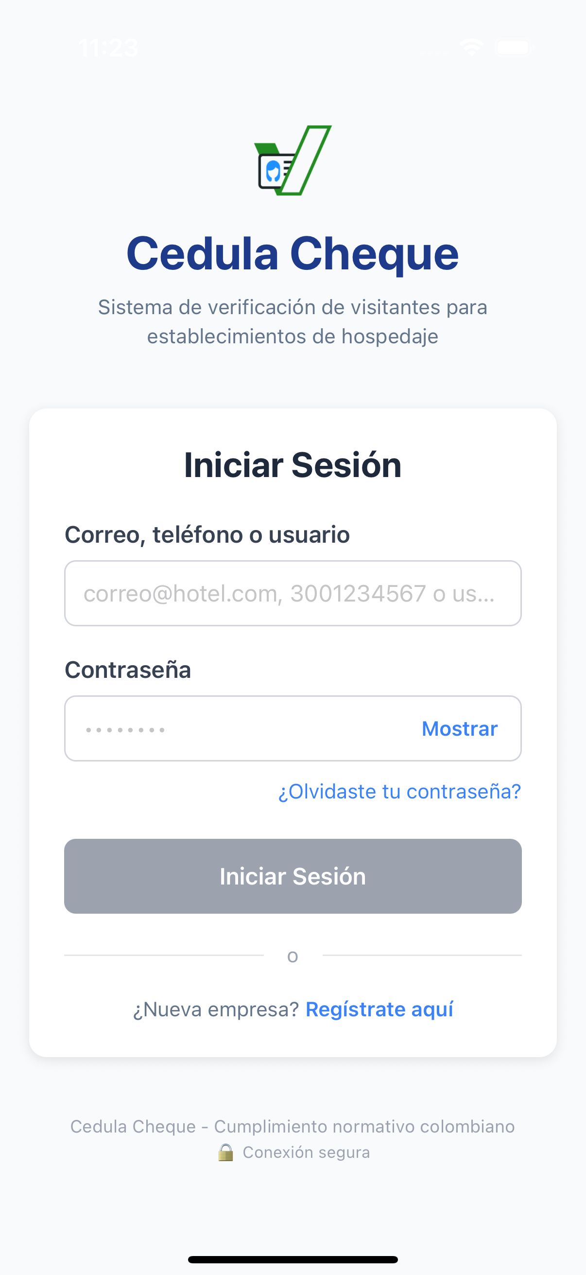 Inicio de sesión